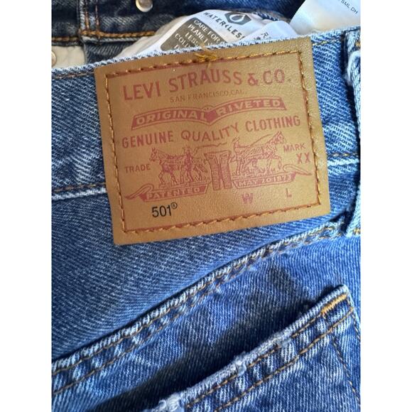 Levi's Free People 501 High-Rise Denim Shorts Athens Blue Size 24 NWT $69 - Picture 13 of 16